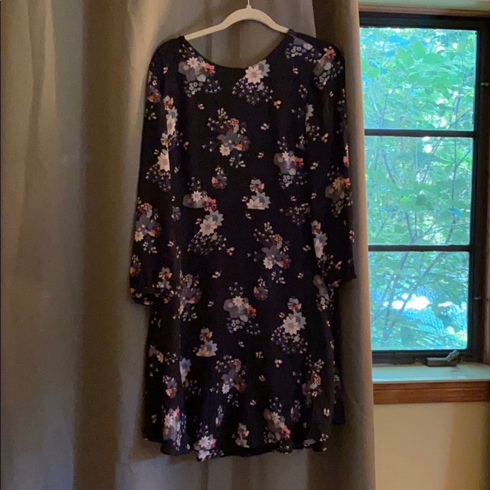 Long sleeve black floral dress